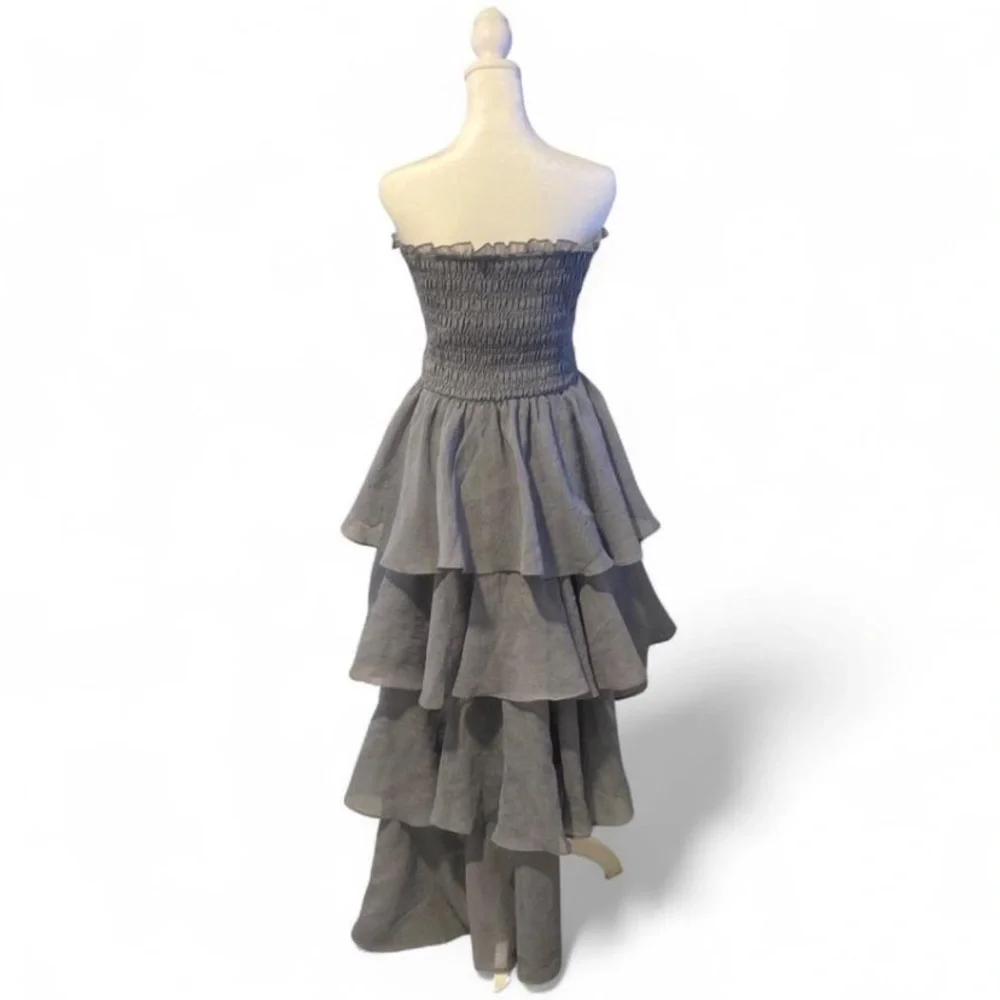 Lei Gray Ruffled Strapless Dress - Picture 2 of 3
